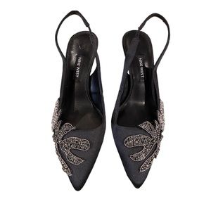 Nine West Mathias black sling back pump size 5.5, rhinestone